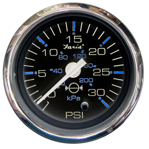 Faria Chesapeake Black 2" Water Pressure Gauge (30 PSI)