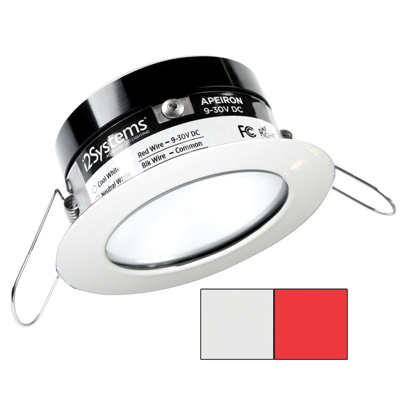 i2Systems Apeiron PRO A503 - 3W Spring Mount Light - Round - Cool White & Red - White Finish