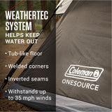 Coleman OneSource Rechargeable 4-Person Camping Dome Tent w/Airflow System & LED Lighting - Fishing Monsters