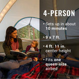 Coleman OneSource Rechargeable 4-Person Camping Dome Tent w/Airflow System & LED Lighting - Fishing Monsters