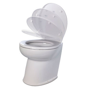 Jabsco Deluxe Flush 14" Angled Back 12V Raw Water Electric Marine Toilet w/Remote Rinse Pump & Soft Close Lid