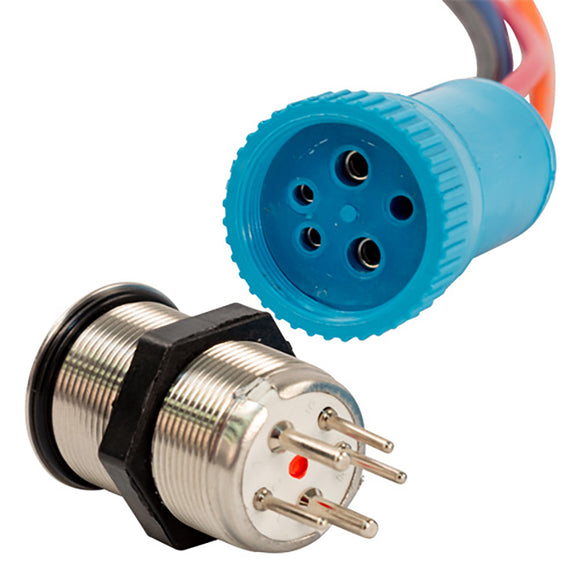 Bluewater 22mm In Rush Push Button Switch - Off/On Contact - Blue/Red LED - Fishing Monsters