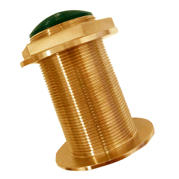 SI-TEX Bronze Low-Profile Thru-Hull Medium-Frequency CHIRP Transducer - 600W, 12° Tilt, 80-130kHz - Fishing Monsters