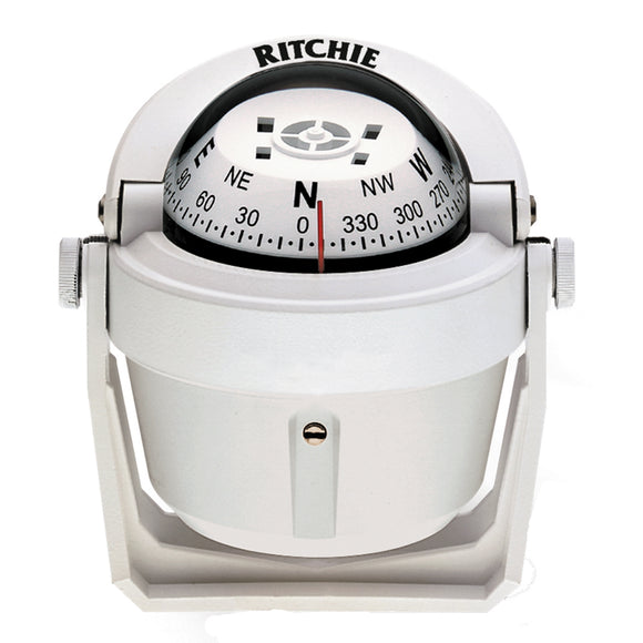 Ritchie B-51W Explorer Compass - Bracket Mount - White - Fishing Monsters