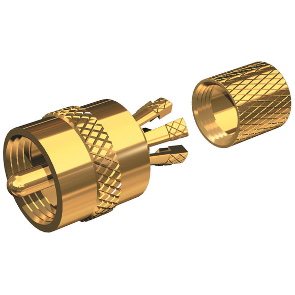 Shakespeare PL-259-CP-G - Solderless PL-259 Connector for RG-8X or RG-58/AU Coax - Gold Plated - Fishing Monsters