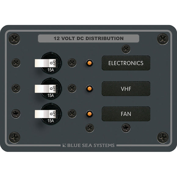 Blue Sea 8025 DC 3 Position Breaker Panel - White Switches - Fishing Monsters