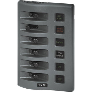 Blue Sea 4306 WeatherDeck Water Resistant Fuse Panel - 6 Position - Grey - Fishing Monsters