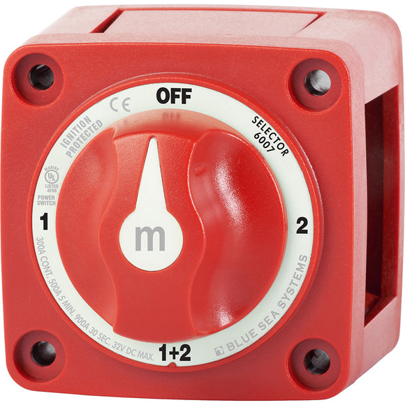 Blue Sea 6007 m-Series (Mini) Battery Switch Selector Four Position Red - Fishing Monsters