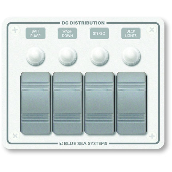 Blue Sea 8272 Water Resistant Panel - 4 Position - White - Horizontal Mount - Fishing Monsters