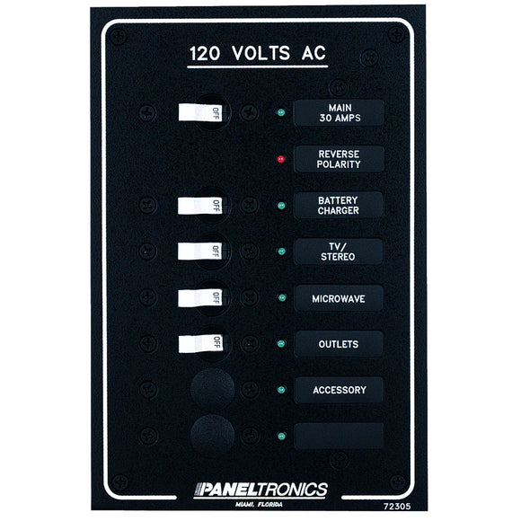 Paneltronics Standard AC 6 Position Breaker Panel & Main w/LEDs - Fishing Monsters