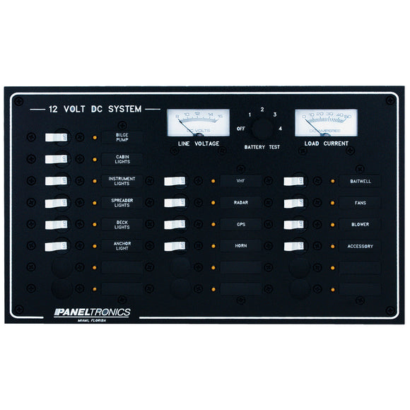 Paneltronics Standard DC 20 Position Breaker Panel & Meter - Fishing Monsters