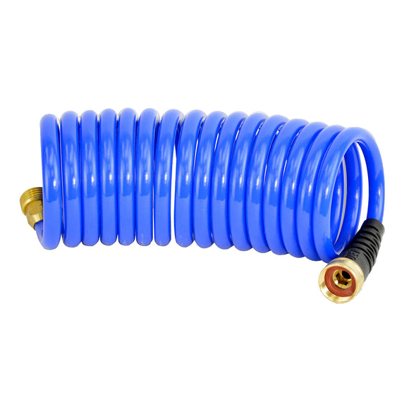 HoseCoil 15' Blue Self Coiling Hose w/Flex Relief - Fishing Monsters