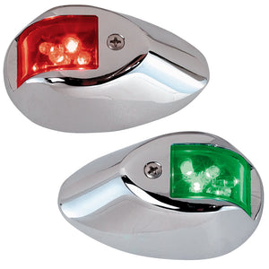 Perko LED Sidelights - Red/Green - 12V - Chrome Plated Housing - Fishing Monsters