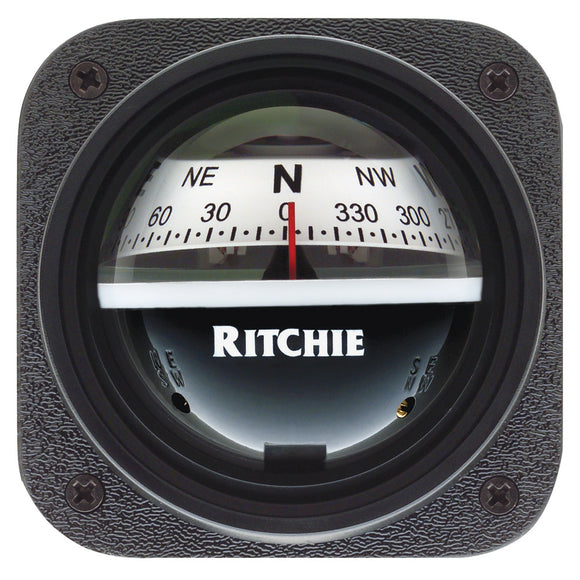 Ritchie V-527 Kayak Compass - Bulkhead Mount - White Dial - Fishing Monsters