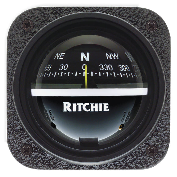 Ritchie V-537 Explorer Compass - Bulkhead Mount - Black Dial - Fishing Monsters