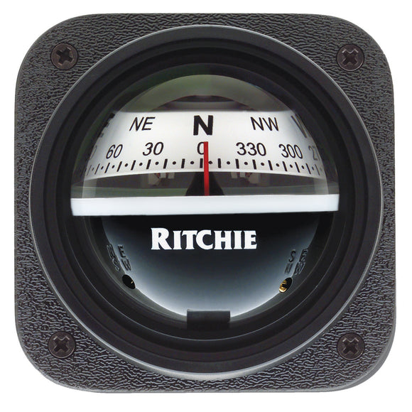 Ritchie V-537W Explorer Compass - Bulkhead Mount - White Dial - Fishing Monsters