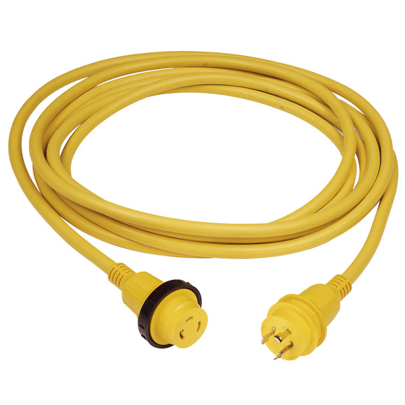 Marinco 30 Amp PowerCord PLUS Cordset w/Power-On LED - Yellow 50ft - Fishing Monsters