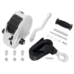 Fulton F2 Trailer Winch 1,600 lbs. - Single Speed w/Strap, Sharkskin Finish - Fishing Monsters