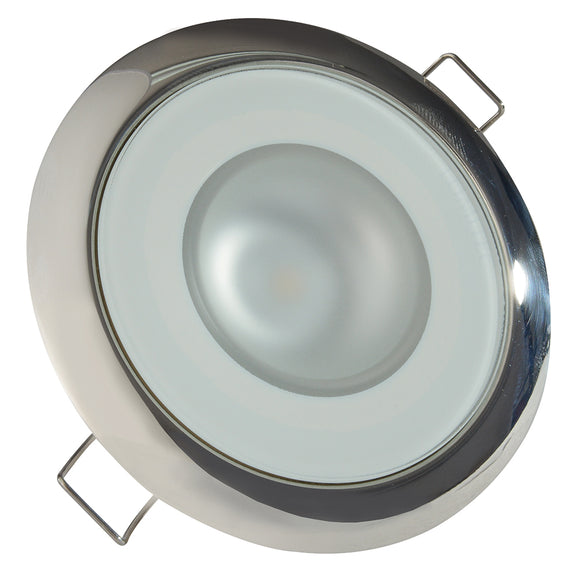 Lumitec Mirage - Flush Mount Down Light - Glass Finish/Polished SS Bezel - 3-Color Red/Blue Non-Dimming w/White Dimming - Fishing Monsters