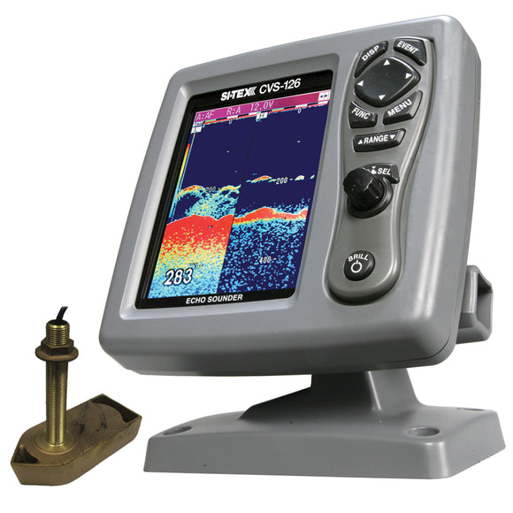 SI-TEX CVS-126 Dual Frequency Color Echo Sounder w/600kW Thru-Hull Tranducer 307/50/200T-CX - Fishing Monsters