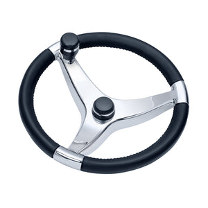 Schmitt Marine Evo Pro 316 Cast Stainless Steel Steering Wheel w/Control Knob - 13.5" Diameter - Fishing Monsters