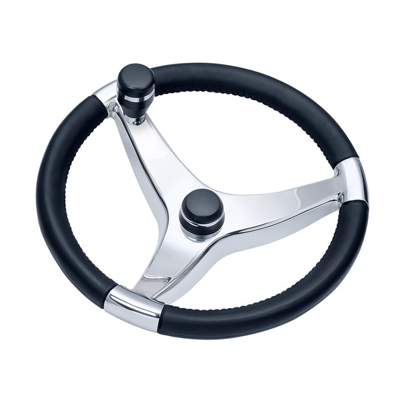 Schmitt Marine Evo Pro 316 Cast Stainless Steel Steering Wheel w/Control Knob - 13.5