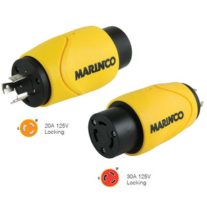 Marinco Straight Adapter 20Amp Locking Male to 30Amp Locking Female Connector - Fishing Monsters