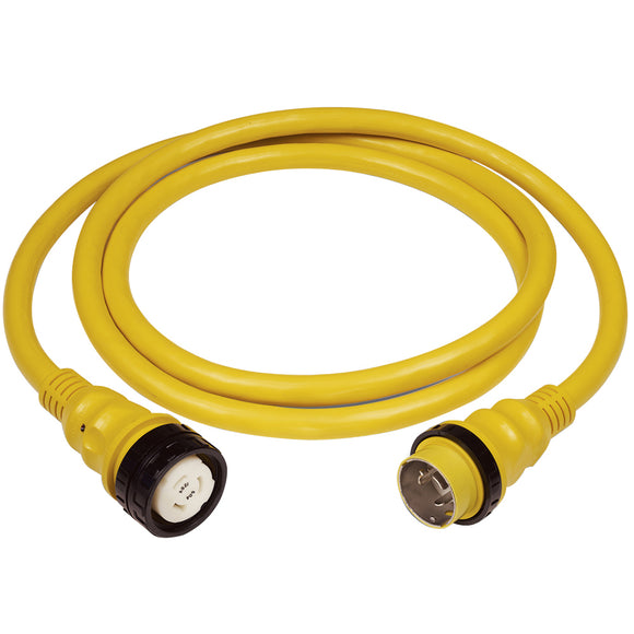 Marinco 50Amp 125/250V Shore Power Cable - 25' - Yellow - Fishing Monsters