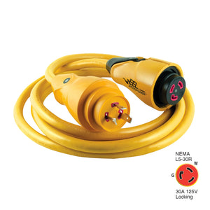 Marinco CS30-12 EEL 30A 125V Shore Power Cordset - 12' - Yellow - Fishing Monsters