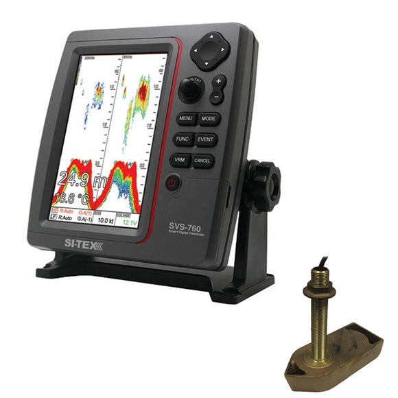 SI-TEX SVS-760 Dual Frequency Sounder 600W Kit w/Bronze Thru-Hull Temp Transducer - 307/50/200T-CX - Fishing Monsters