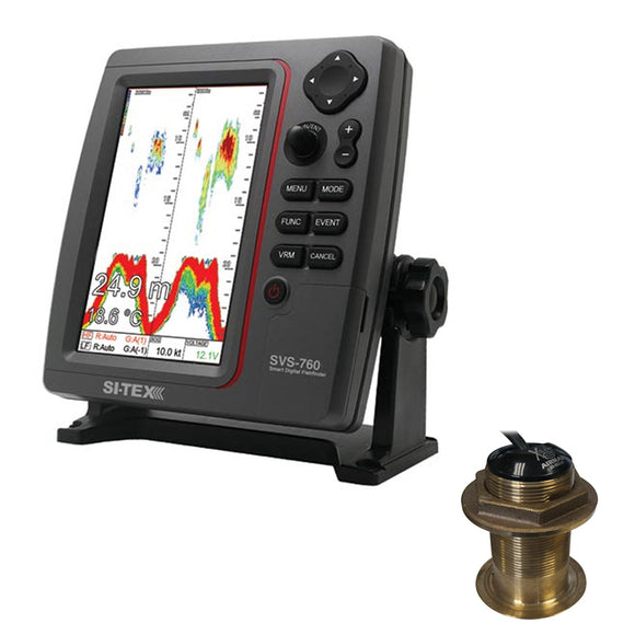 SI-TEX SVS-760 Dual Frequency Sounder 600W Kit w/Bronze 20 Degree Transducer - Fishing Monsters