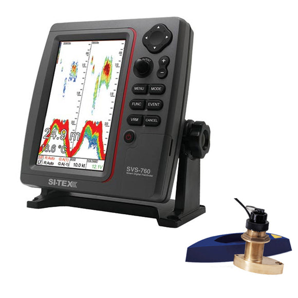 SI-TEX SVS-760 Dual Frequency Sounder 600W Kit w/Bronze Thru-Hull Speed & Temp Transducer - Fishing Monsters