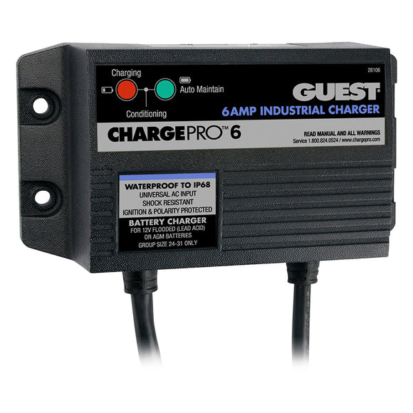 Guest 6A/12V 1 Bank 120V Input On-Board Battery Charger - Fishing Monsters