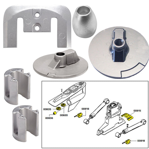 Tecnoseal Anode Kit w/Hardware - Mercury Bravo 3 2004-Present - Zinc - Fishing Monsters