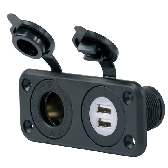 Marinco SeaLink® Deluxe Dual USB Charger & 12V Receptacle - Fishing Monsters