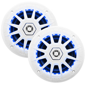 Boss Audio 6.5" MRGB65 Speakers w/RGB Lighting - White - 200W - Fishing Monsters