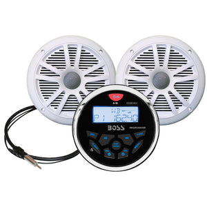 Boss Audio MCKGB350W.6 Marine Stereo & 6.5" Speaker Kit - White - Fishing Monsters