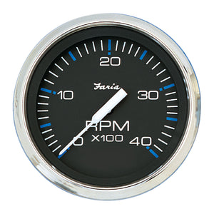 Faria Chesapeake Black 4" Tachometer - 4000 RPM (Diesel) - Fishing Monsters