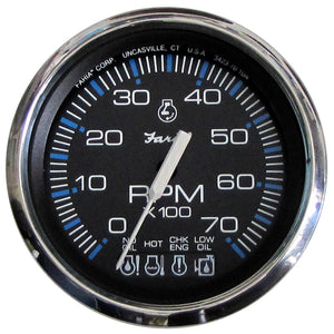 Faria Chesapeake Black SS 4" Tachometer w/Systemcheck Indicator - 7000 RPM (Gas) f/ Johnson / Evinrude Outboard) - Fishing Monsters