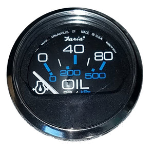 Faria Chesapeake Black 2" Oil Pressure Gauge (80 PSI) - Fishing Monsters