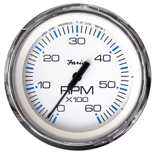 Faria Chesapeake White SS 4" Tachometer - 6000 RPM (Gas) (Inboard & I/O) - Fishing Monsters