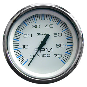 Faria Chesapeake White SS 4" Tachometer - 7000 RPM (Gas) (All Outboards) - Fishing Monsters