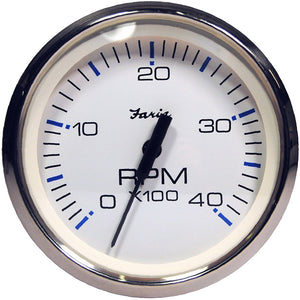 Faria Chesapeake White SS 4" Tachometer - 4000 RPM (Diesel) (Magnetic Pick-Up) - Fishing Monsters