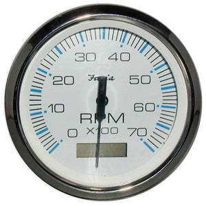 Faria Chesapeake White SS 4" Tachometer w/Hourmeter - 7000 RPM (Gas) (Outboard) - Fishing Monsters