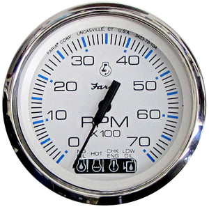 Faria Chesapeake White SS 4" Tachometer w/Systemcheck Indicator - 7000 RPM (Gas) (Johnson/Evinrude Outboard) - Fishing Monsters