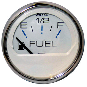 Faria Chesapeake White SS 2" Fuel Level Gauge (E-1/2-F) - Fishing Monsters