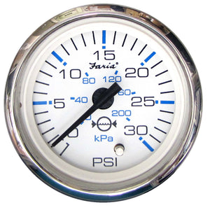 Faria Chesapeake White SS 2" Water Pressure Gauge (30 PSI) - Fishing Monsters