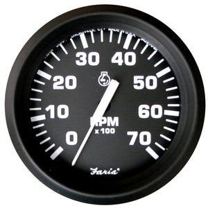 Faria Euro Black 4" Tachometer - 7,000 RPM (Gas - All Outboard) - Fishing Monsters