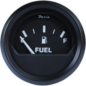 Faria Euro Black 2" Fuel Level Gauge - Fishing Monsters