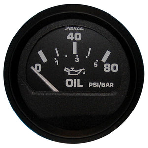 Faria Euro Black 2" Oil Pressure Gauge (80 PSI) - Fishing Monsters